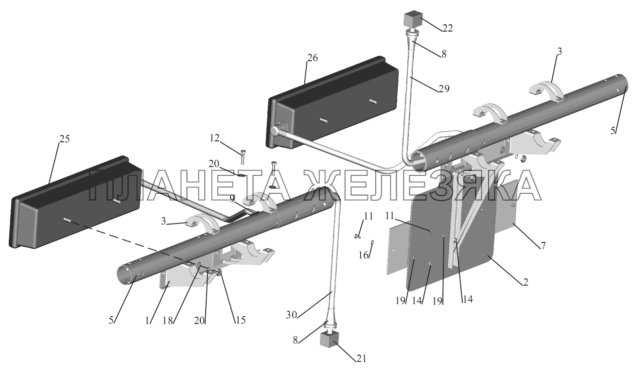 Установка задних фонарей 551605-3700009 (-700) МАЗ-551605