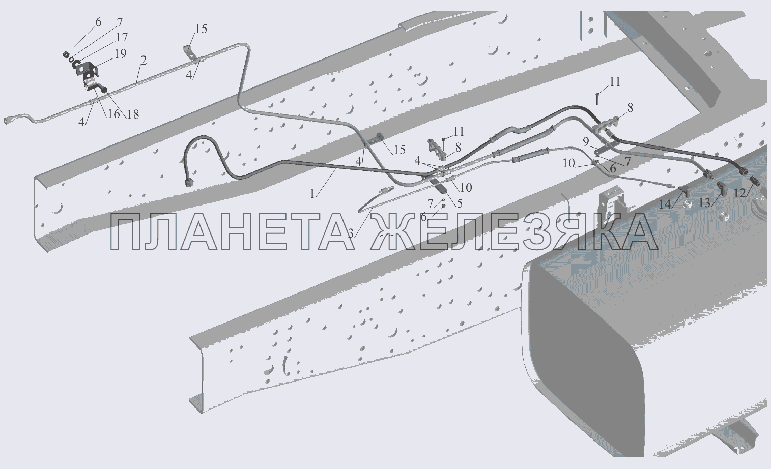 Установка топливопроводов (без подогревателя) МАЗ-551605