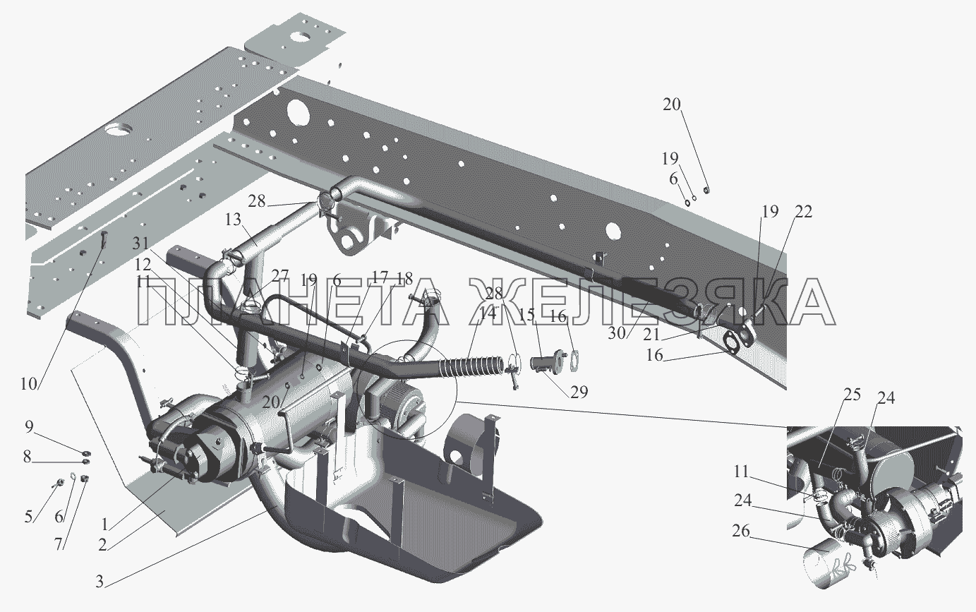 Крепление предпускового подогревателя 642290-1015001 МАЗ-551605