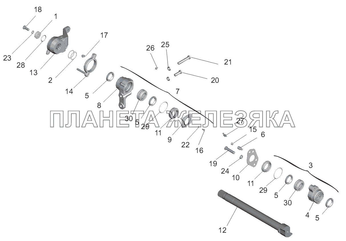 Привод тормозного механизма заднего моста МАЗ-551605