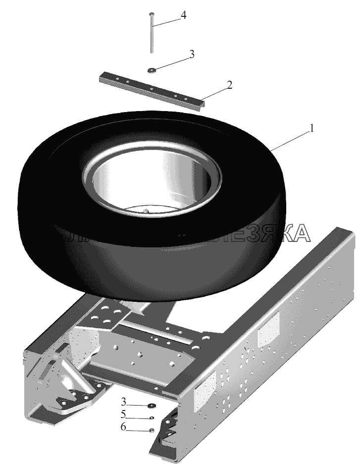 Установка запасного колеса 551605-3100001(-700) МАЗ-551605