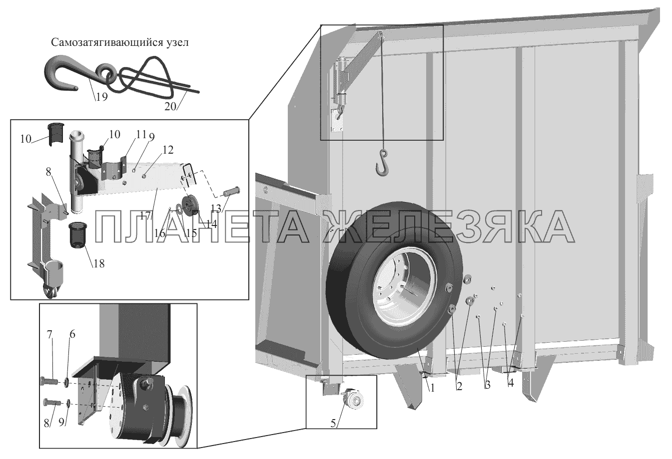 Установка запасного колеса 551605-3100001-010(-710) МАЗ-551605