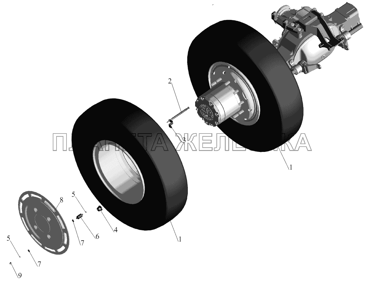 Установка задних колес 5516-3100002-030(-730) МАЗ-551605