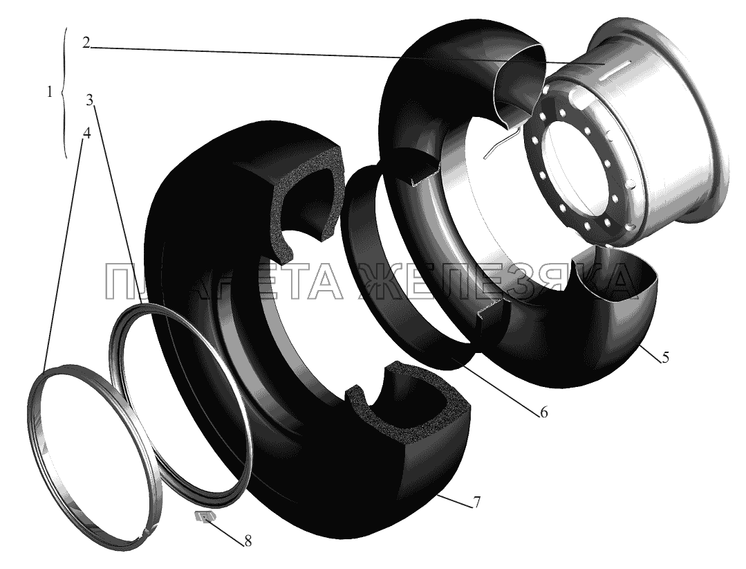 Колесо, камера и покрышка 551607-3101011-10, 5516-3101011-10 МАЗ-551605