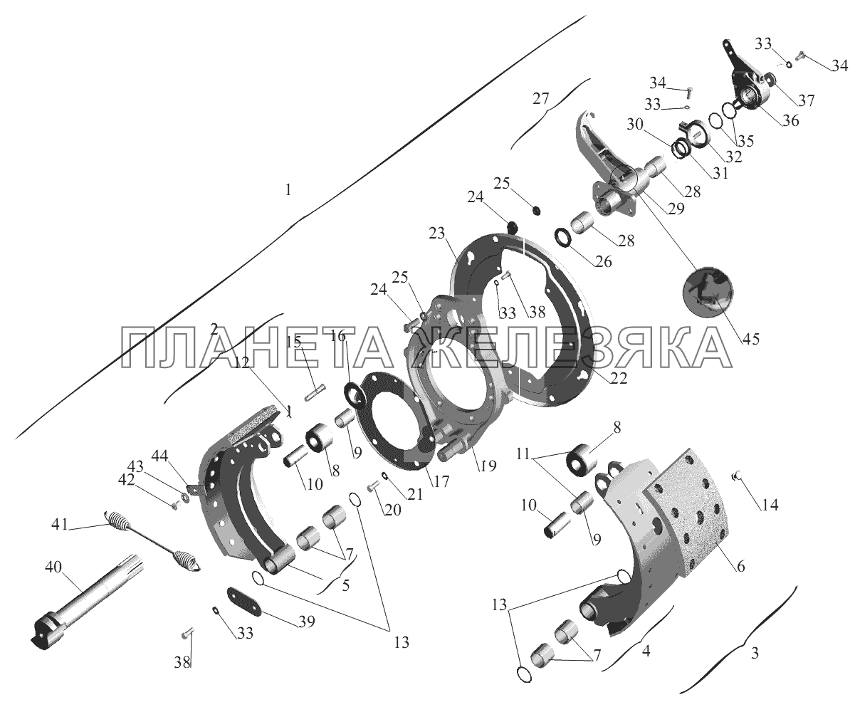 Тормозной механизм передних колес МАЗ-551605