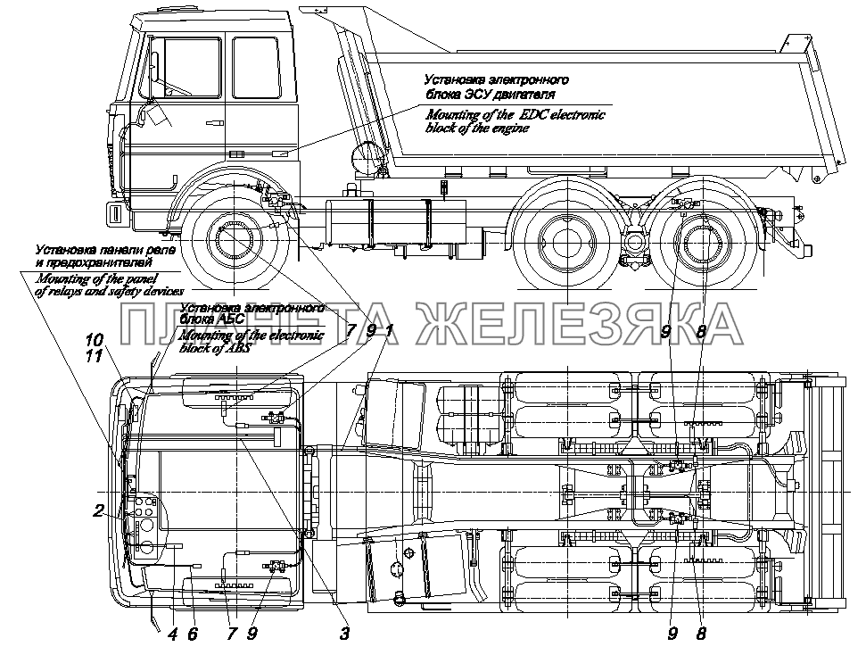 Установка элементов электрооборудования МАЗ-551669