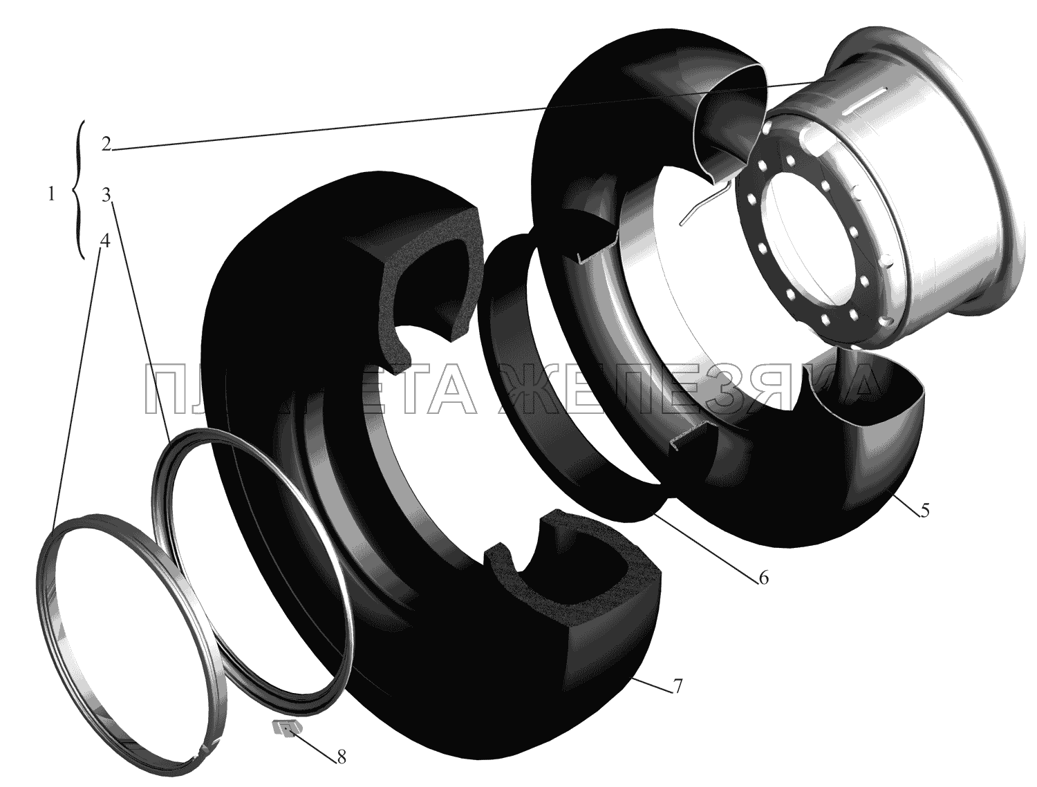 Колесо, камера и покрышка 551607-3101011-10 МАЗ-551669