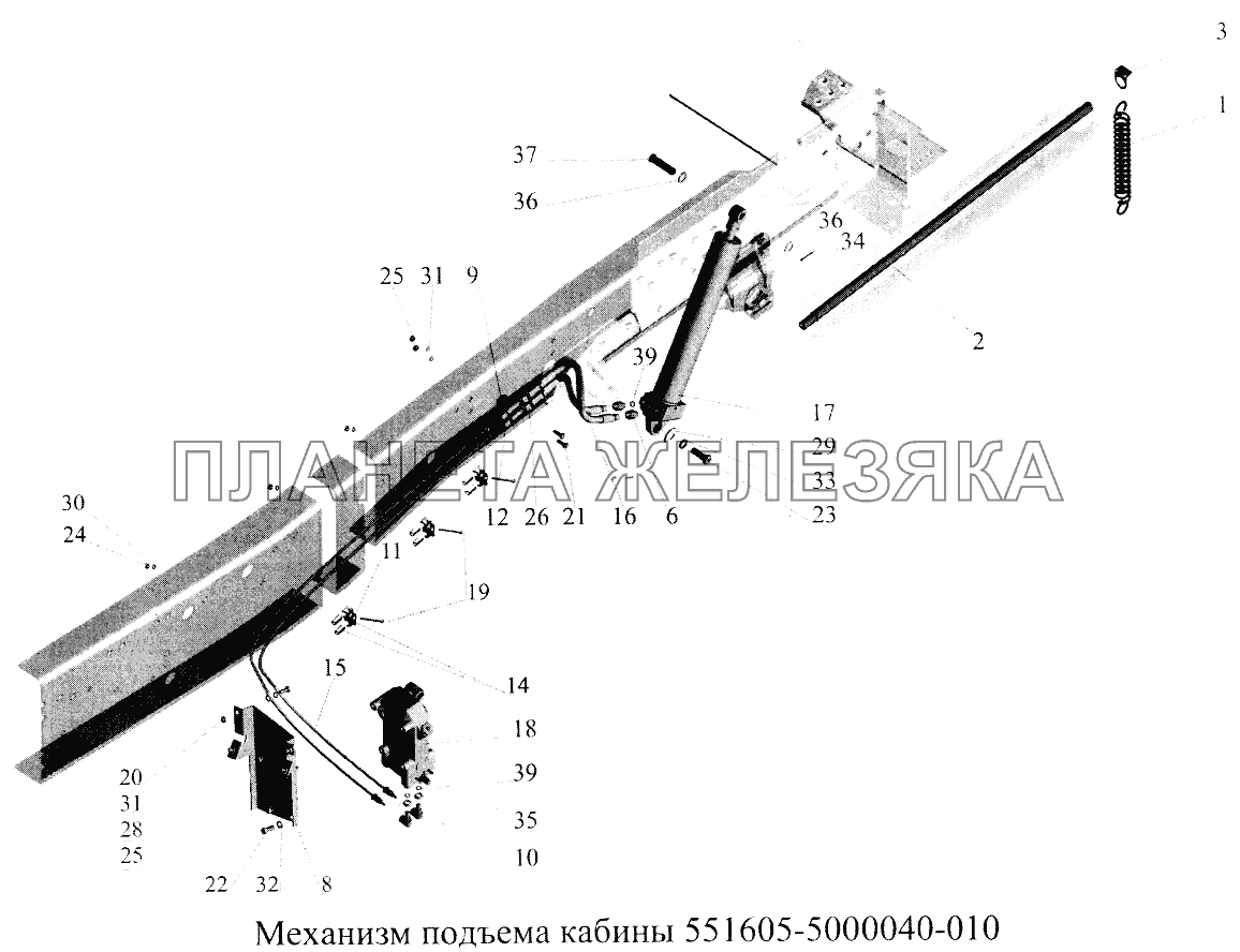 Механизм подъема кабины 551605-5000040-010 МАЗ-5516А5