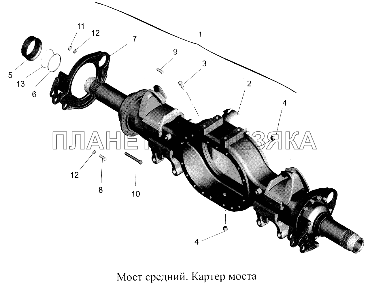 Мост средний. Картер моста МАЗ-5516А5