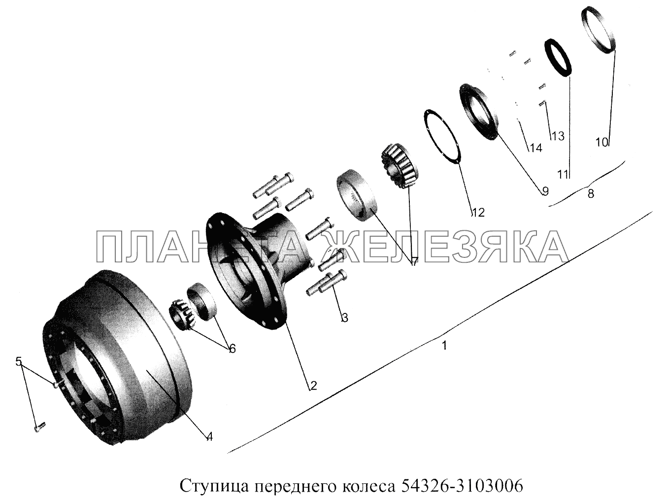 Ступица переднего колеса 54326-3103006 МАЗ-5516А5