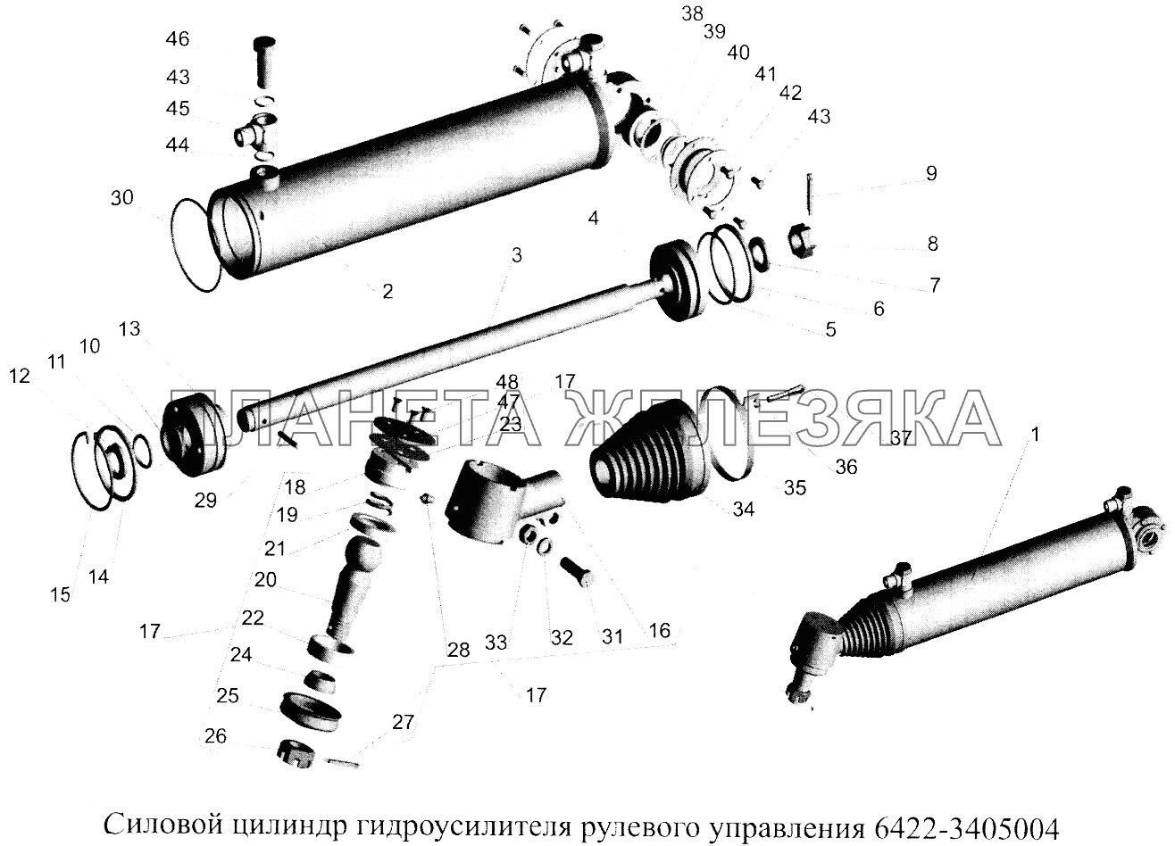 Силовой цилиндр гидроусилителя рулевого управления 6422-3405004 МАЗ-5516А5 Силовой цилиндр гидроусилителя рулевого управления 6422-3405004 МАЗ-5516А5