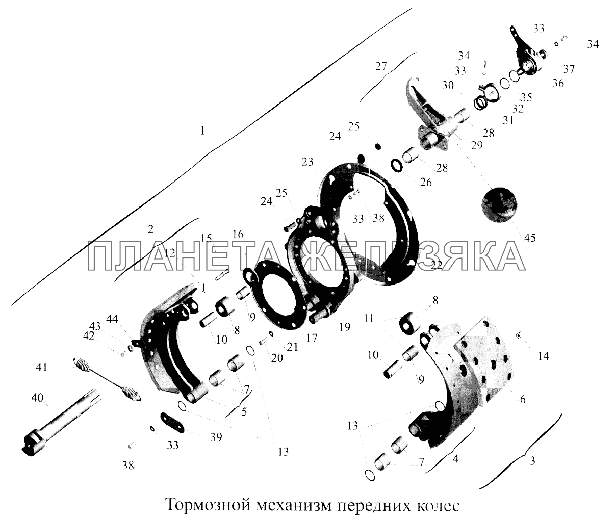 Тормозной механизм передних колес МАЗ-5516А5