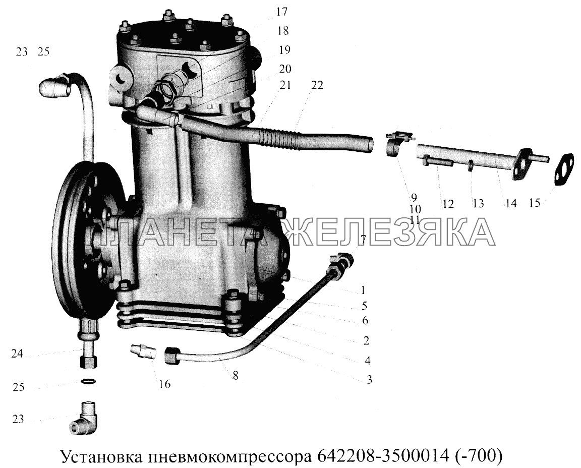 Установка пневмокомпрессора 647208-3500014 (-700) МАЗ-5516А5