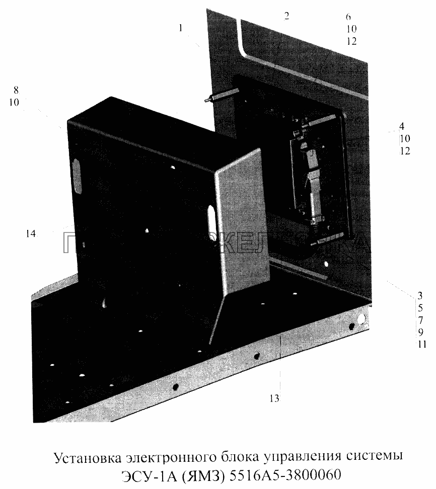 Установка электронного блока управления системы ЭСУ-1А (ЯМЗ) 5516А5-3800060 МАЗ-5516А5