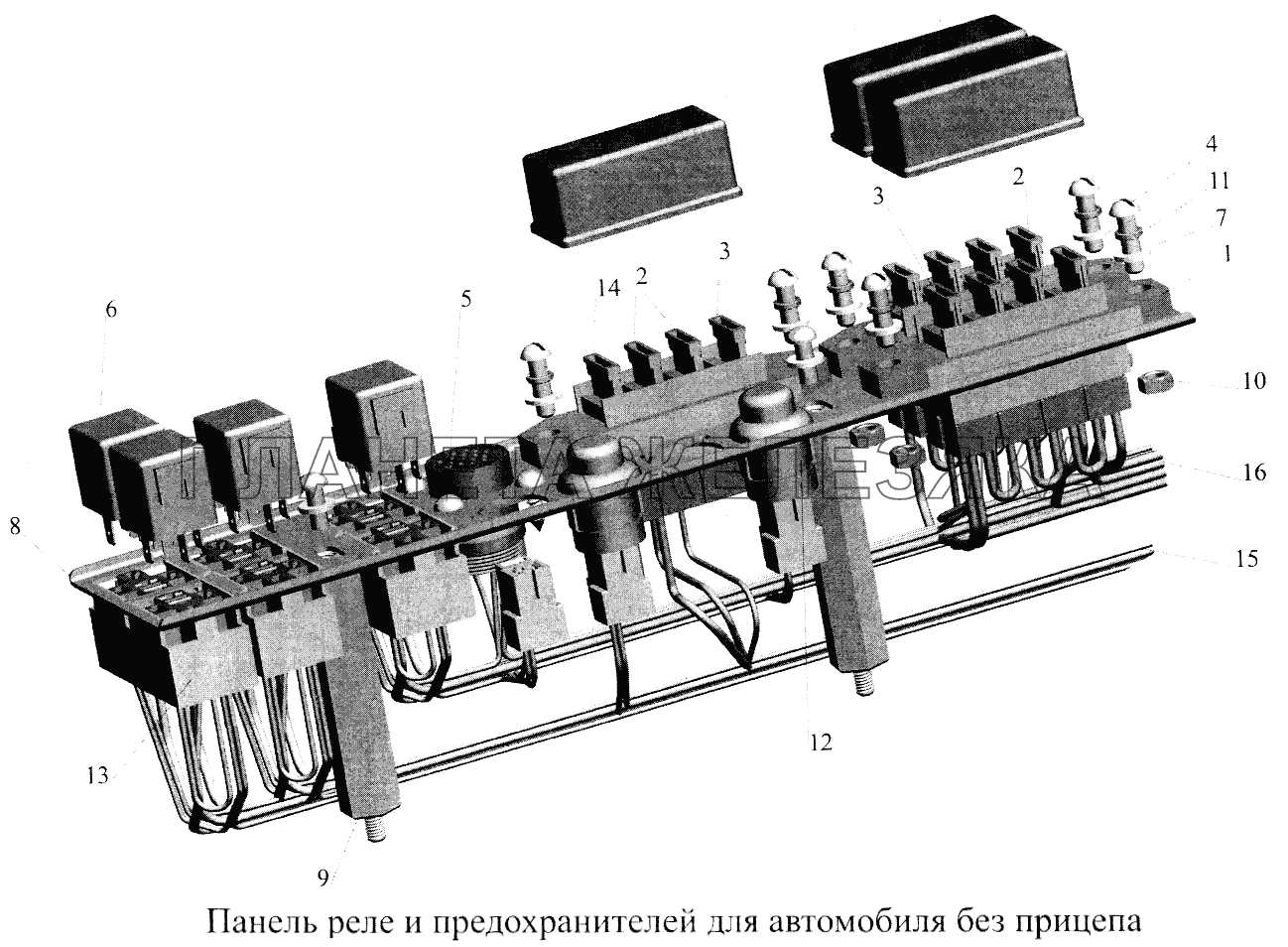 Панель реле и предохранителей для автомобиля без прицепа МАЗ-5516А5