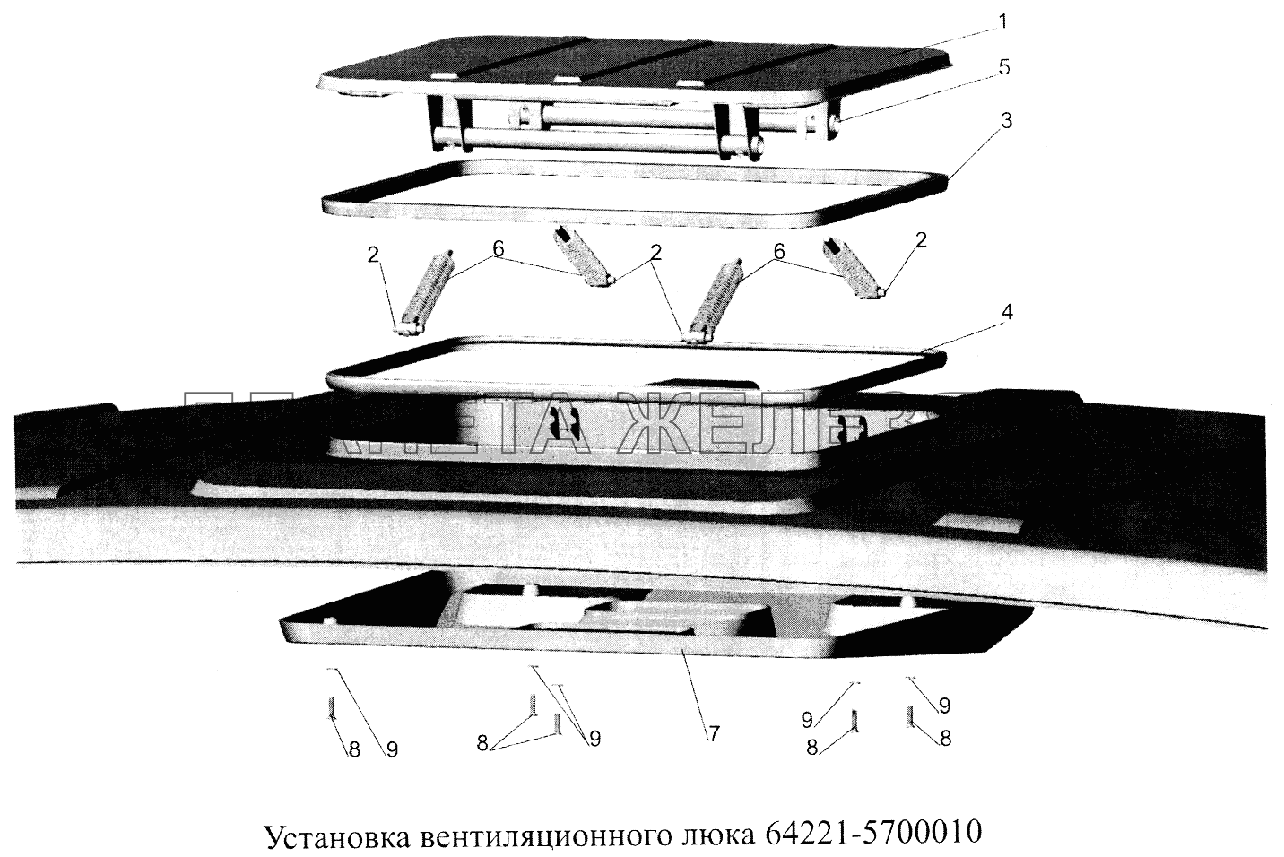 Установка вентиляционного люка 64721-5700010 МАЗ-5516А5