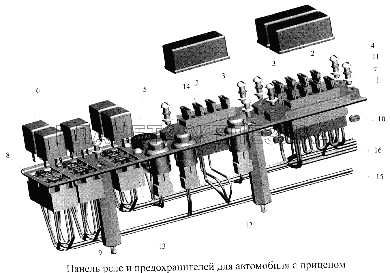Панель реле и предохранителей для автомобиля с прицепом МАЗ-5516А5