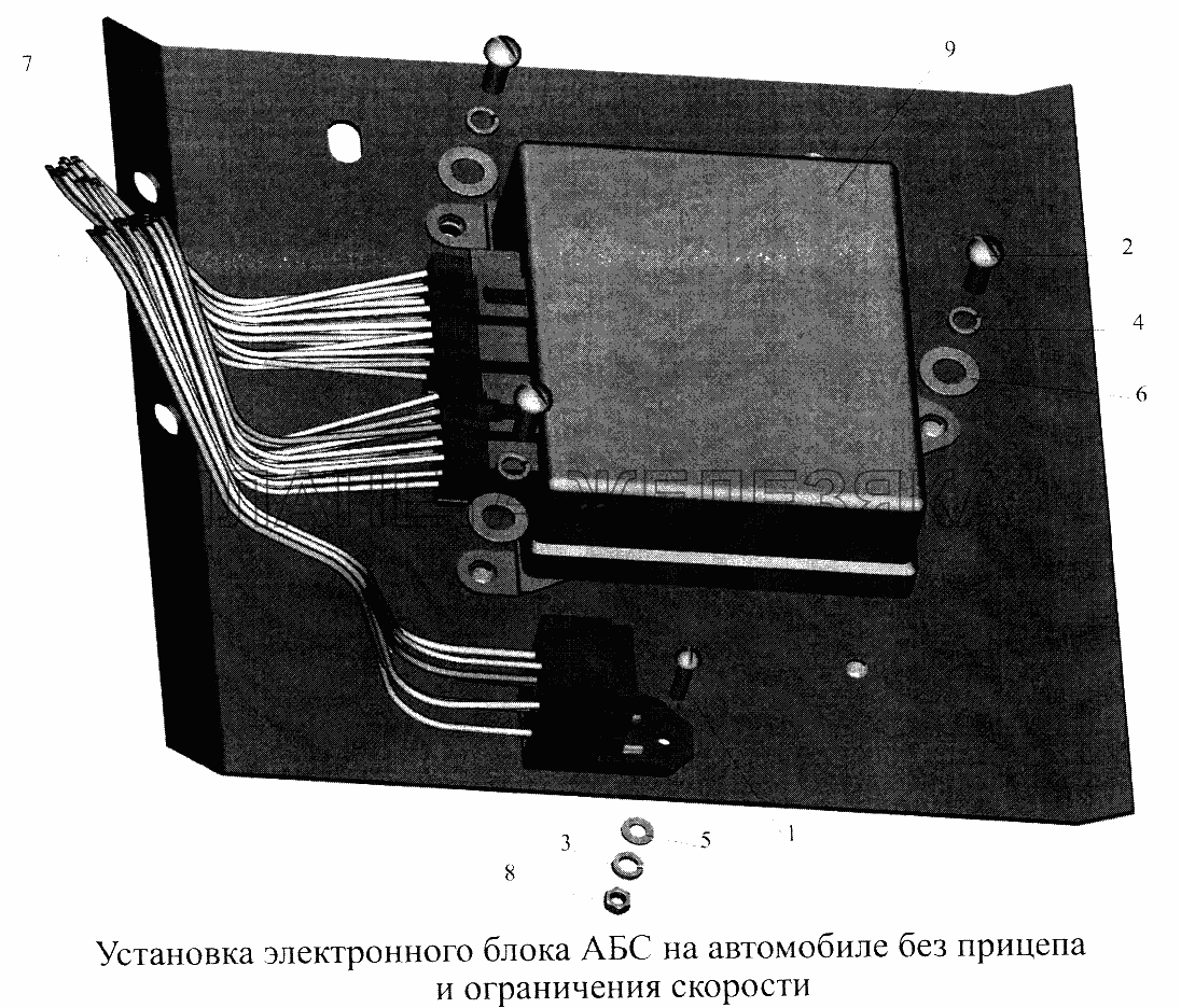 Установка электронного блока АБС на автомобиле без прицепа и ограничения скорости МАЗ-5516А5