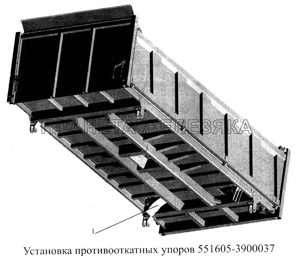 Установка противооткатных упоров 551605-3900037 МАЗ-5516А5