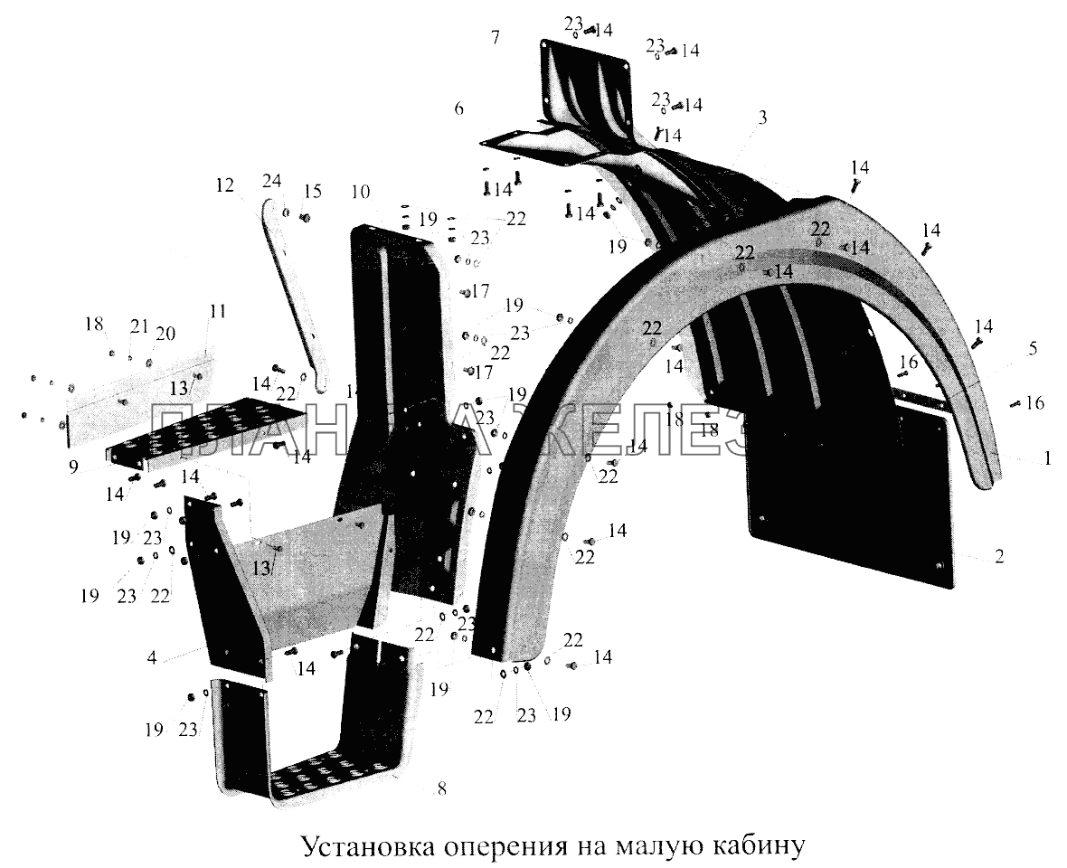 Установка оперения на малую кабину МАЗ-5516А5