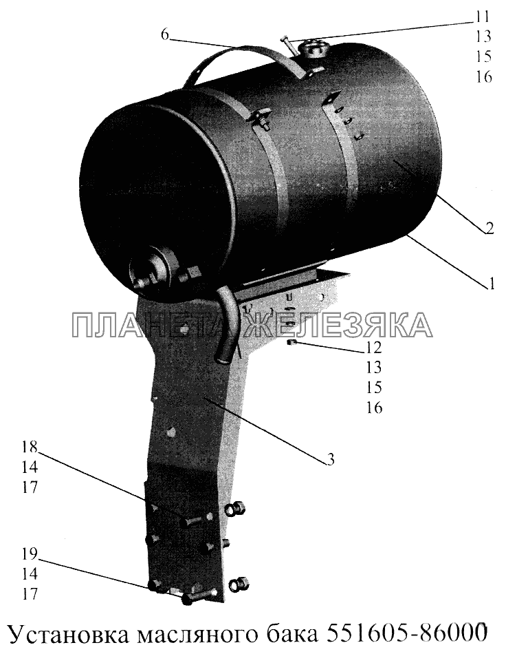 Установка масляного бака 551605-8600034-025 МАЗ-5516А5