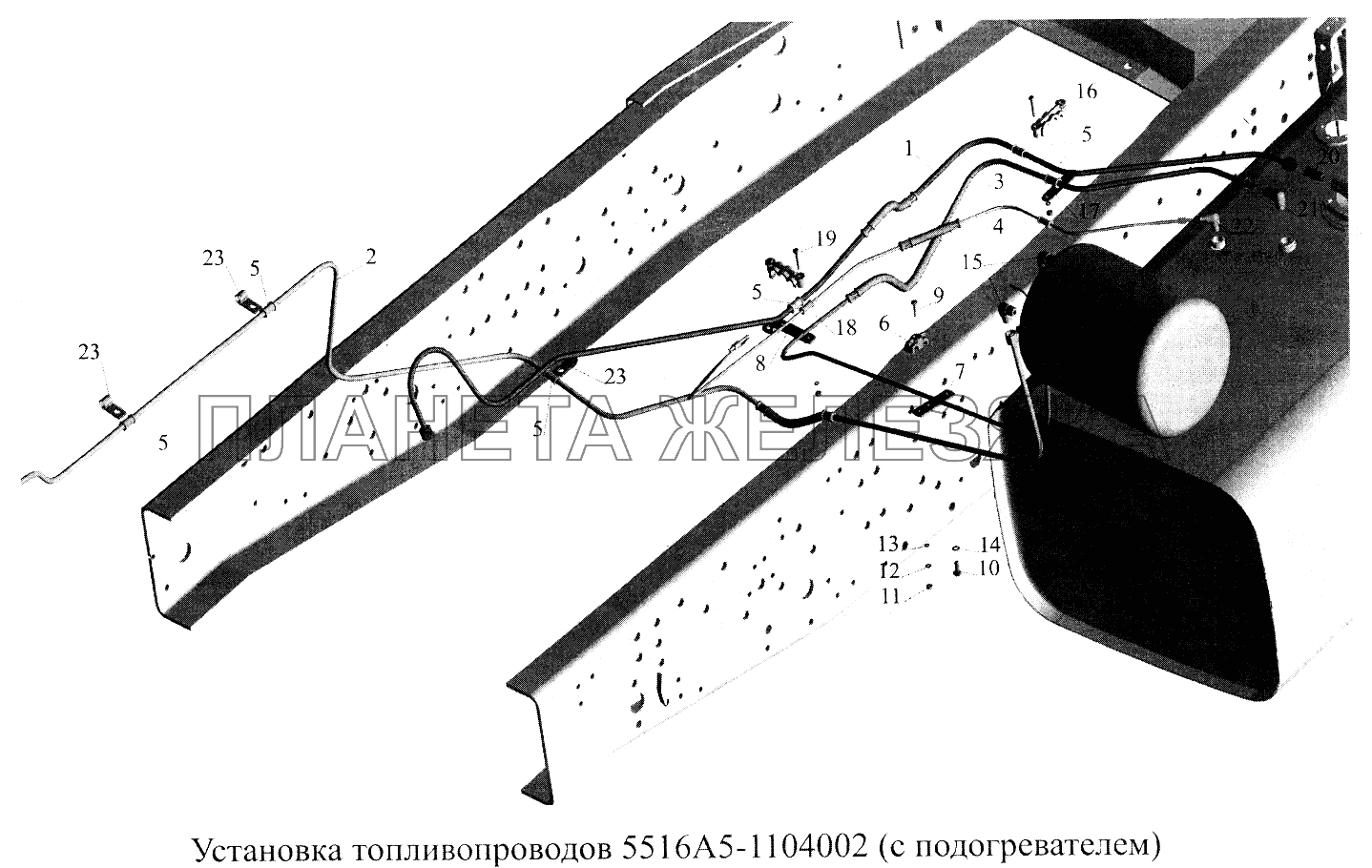 Установка топливопроводов 5516А5-1104002 (с подогревателем) МАЗ-5516А5