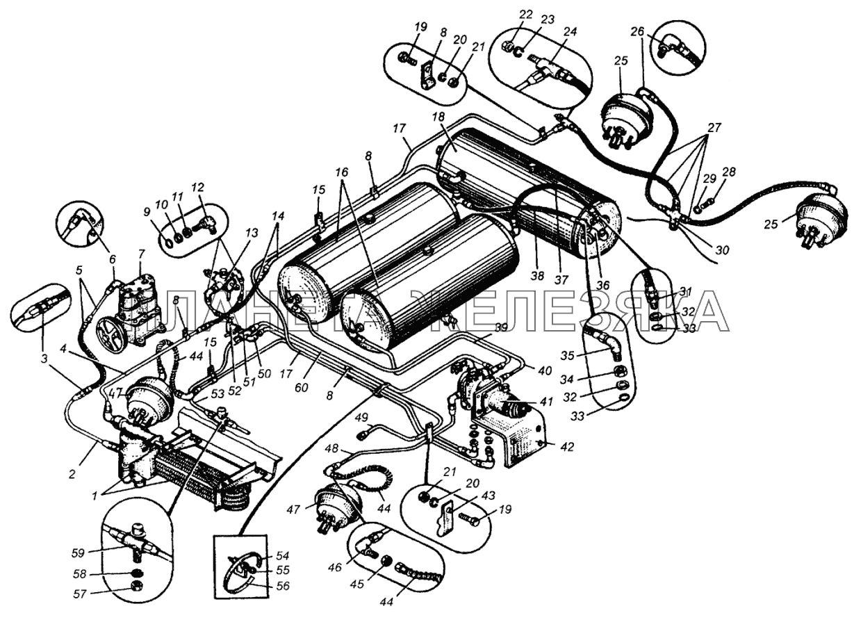 Привод пневматический тормозов МАЗ-5549 МАЗ-5549