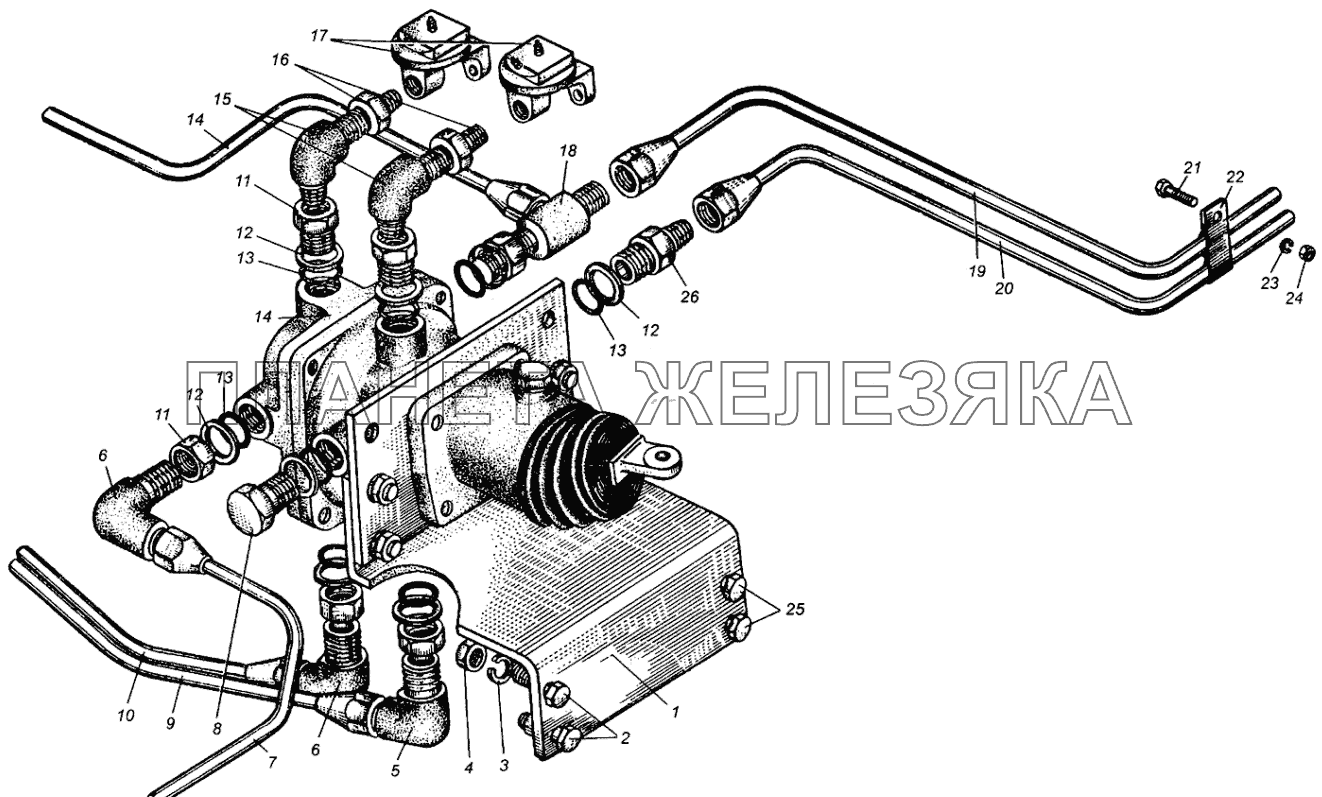 Трубопроводы к тормозным кранам МАЗ-5549 МАЗ-5549