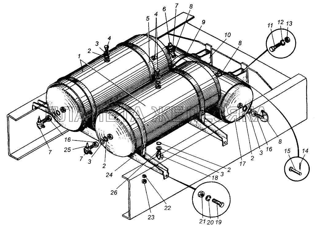 Крепление воздушных баллонов МАЗ-5549 МАЗ-5549