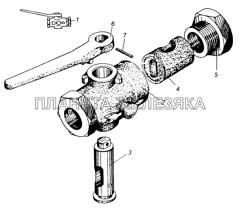 Кран разобщительный пневмотормозов МАЗ-5335, МАЗ-5429, МАЗ-509А, МАЗ-504В МАЗ-5549