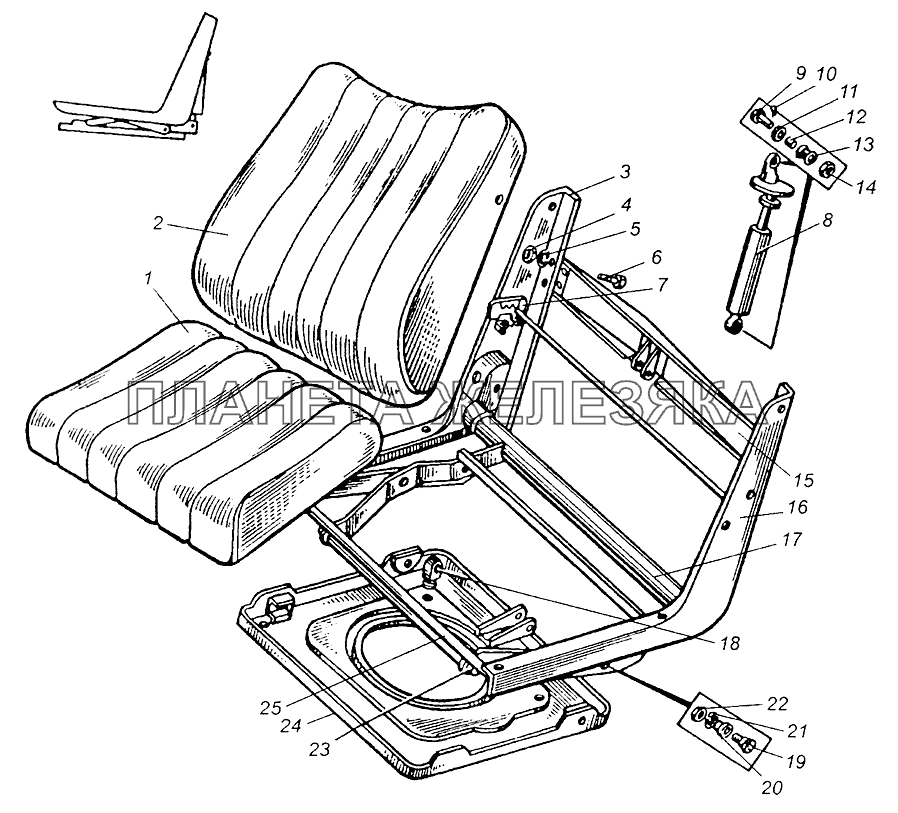 Сиденье переднее МАЗ-5335, МАЗ-5429, МАЗ-504В МАЗ-5549