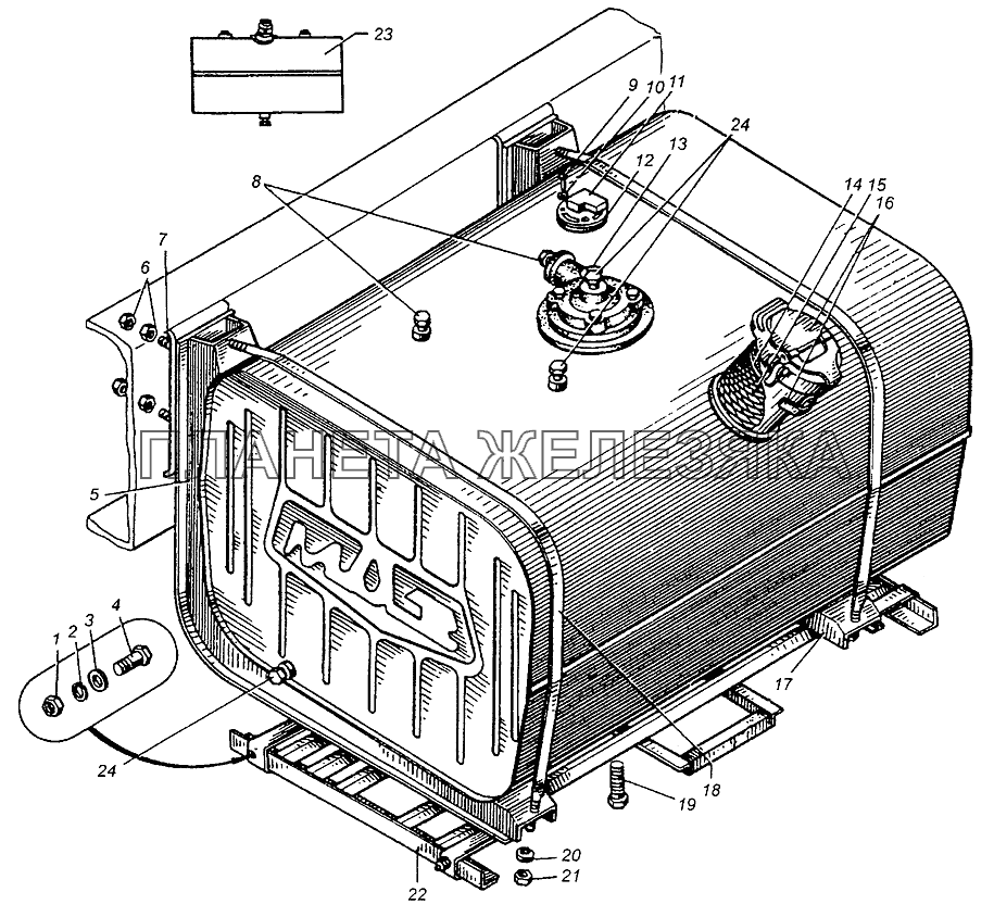 Бак топливный и его установка МАЗ-509А МАЗ-5549