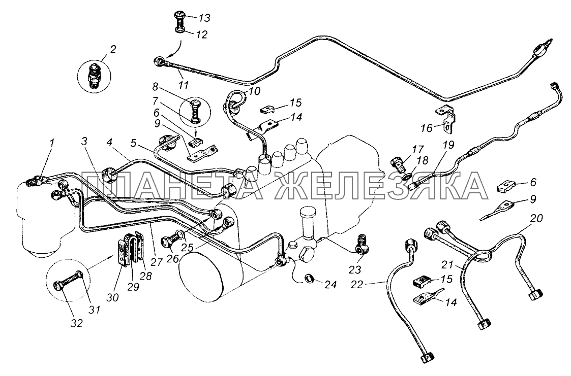 Топливные трубопроводы двигателя ЯМЗ-236 МАЗ-5549