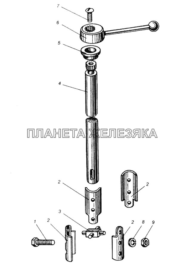 Управление пневматическим краном механизма подъема МАЗ-5549