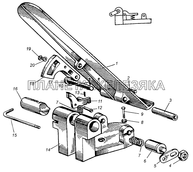 Педаль акселератора и механизм запорный МАЗ-5549