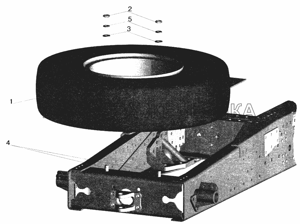 Установка запасного колеса МАЗ-642208, 642205 (64226-3100001) МАЗ-5551 (2003)