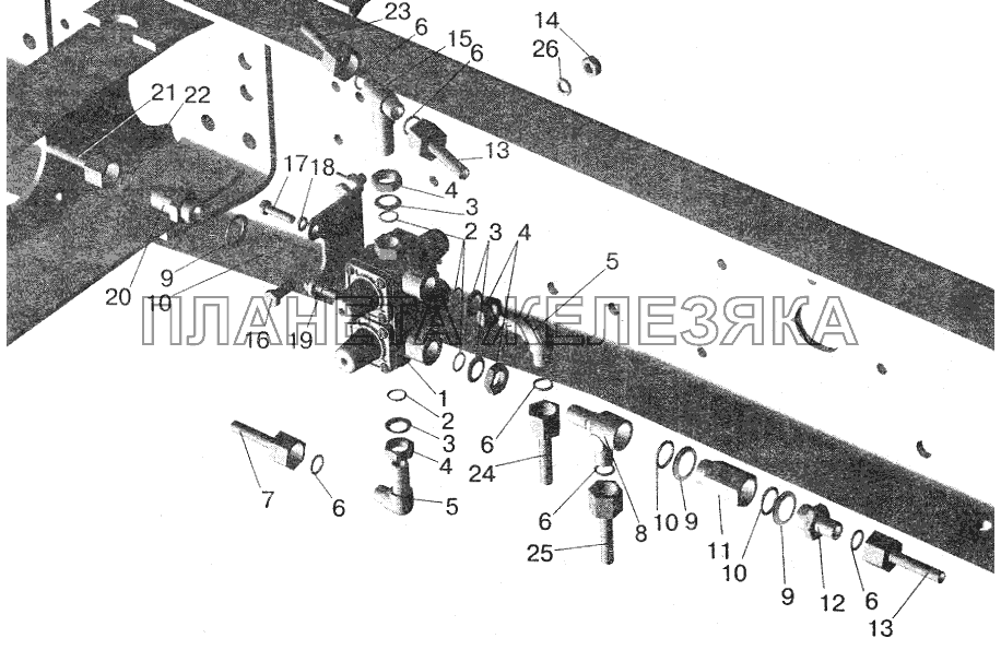 Крепление четырехконтурного клапана МАЗ-555102 МАЗ-5551 (2003)