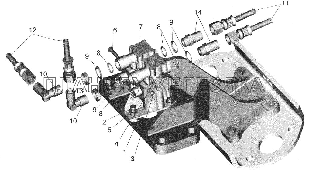 Установка задних модуляторов и присоединительной арматуры МАЗ-555102 МАЗ-5551 (2003)