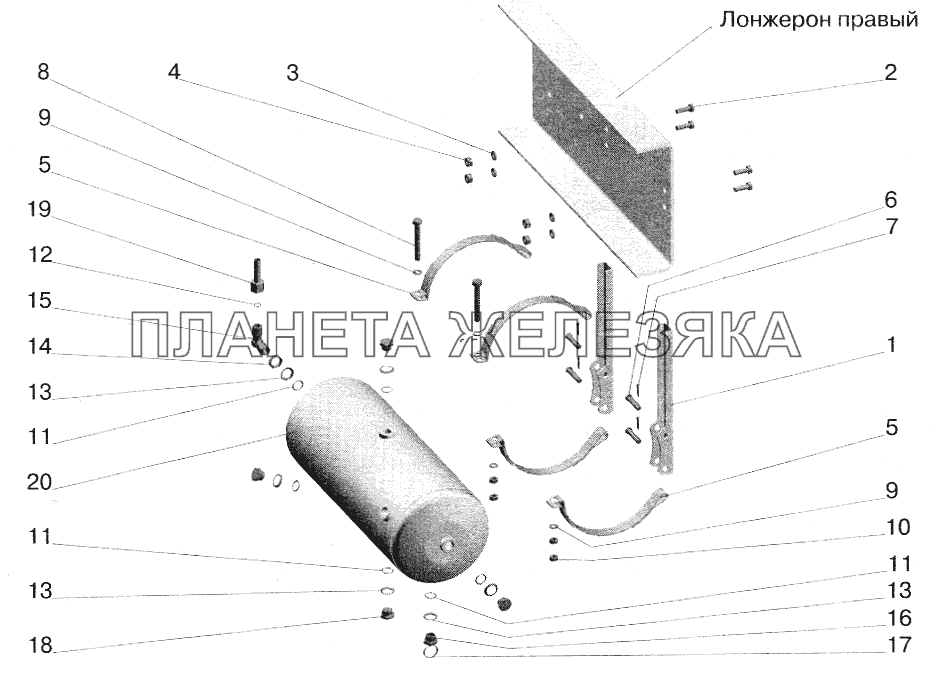 Установка ресивера и присоединительной арматуры на МАЗ-642208, 642205 МАЗ-5551 (2003)