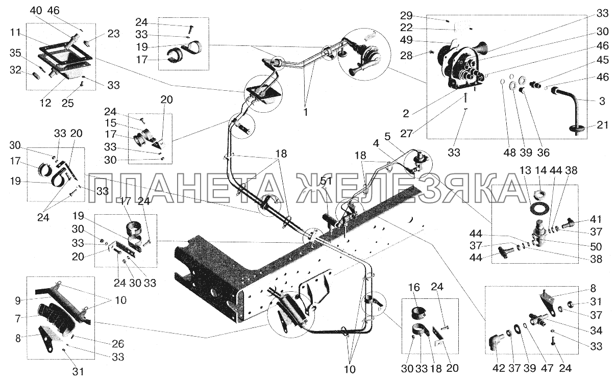 Привод стояночного тормоза и ВТС МАЗ-555102, 551605, 551603 МАЗ-5551 (2003)