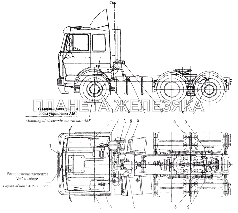 Установка элементов электрооборудования АБС на автомобилях МАЗ-642208, 642205 МАЗ-5551 (2003)