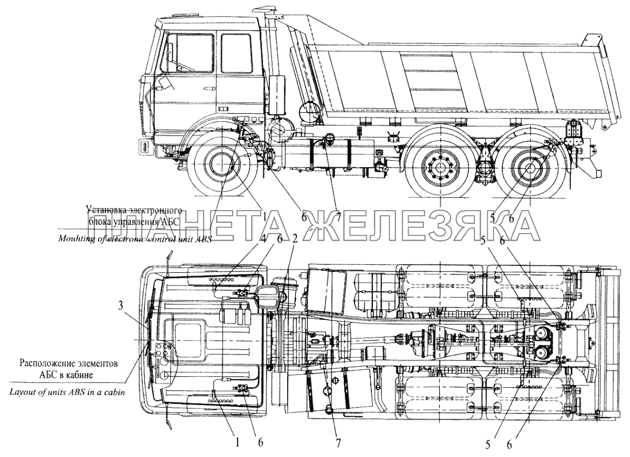 Установка элементов электрооборудования АБС на автомобиле МАЗ-551605 МАЗ-5551 (2003)