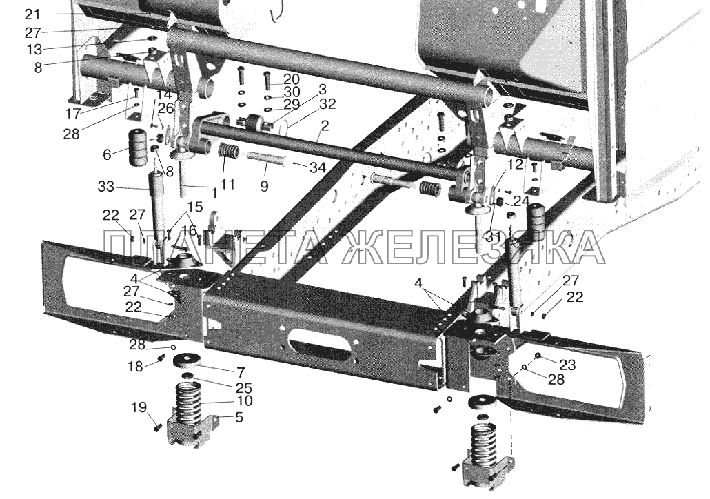 Переднее подрессоривание большой кабины МАЗ-5551 (2003)