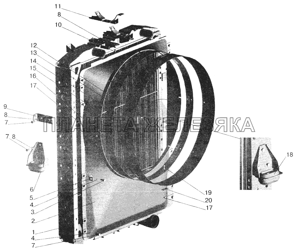 Радиатор с кожухом МАЗ-642208, 543208 МАЗ-5551 (2003)