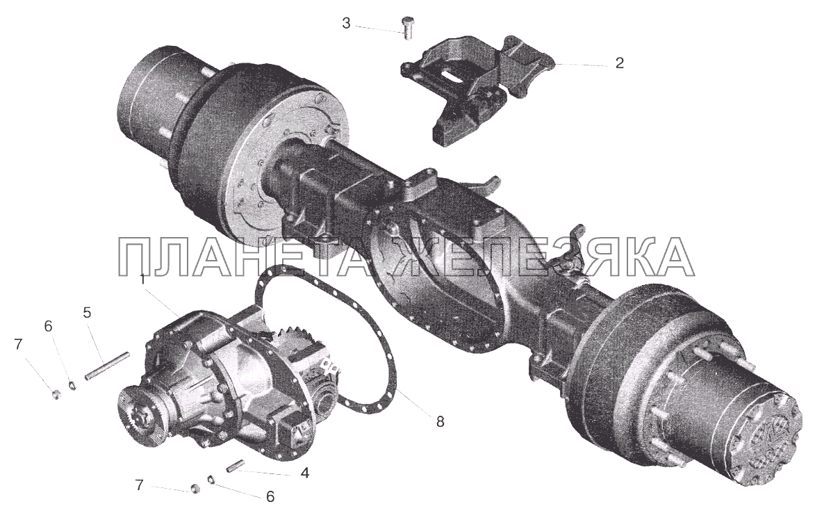 Мост задний МАЗ-543208. Установка редуктора и элементов подвески МАЗ-5551 (2003)