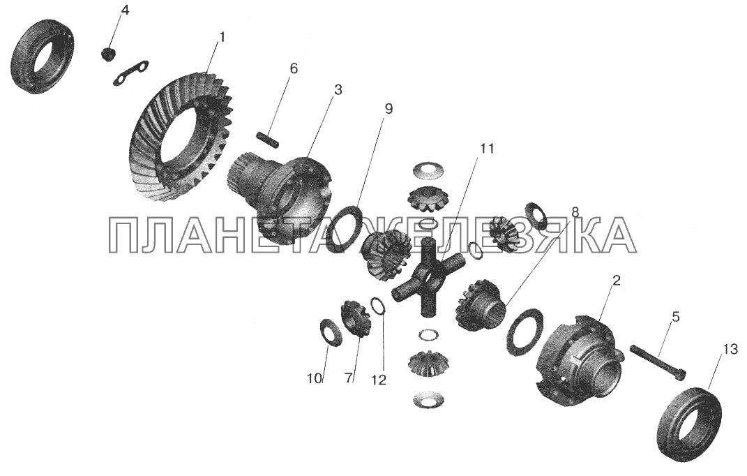 Редуктор среднего моста. Дифференциал МАЗ-5551 (2003)