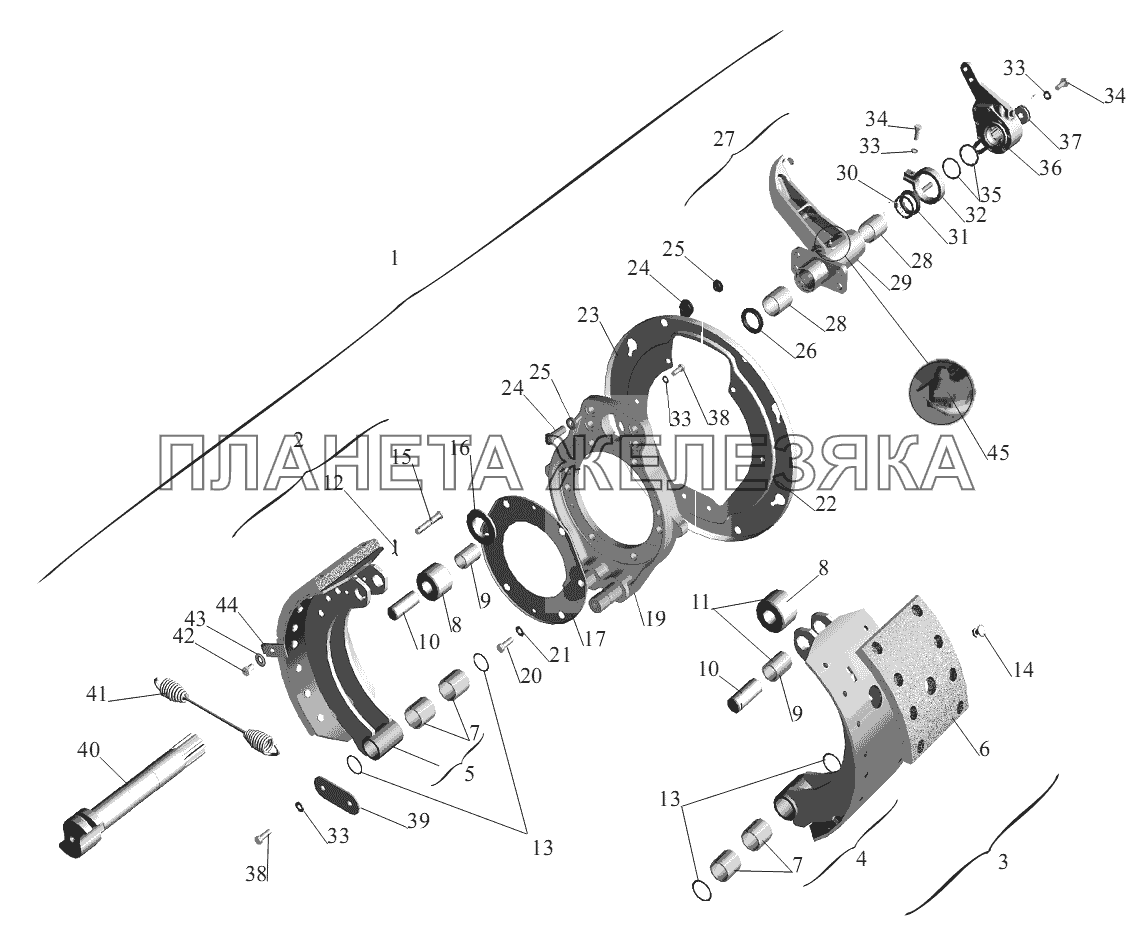Тормозной механизм передних колес МАЗ-555102, 5551А2