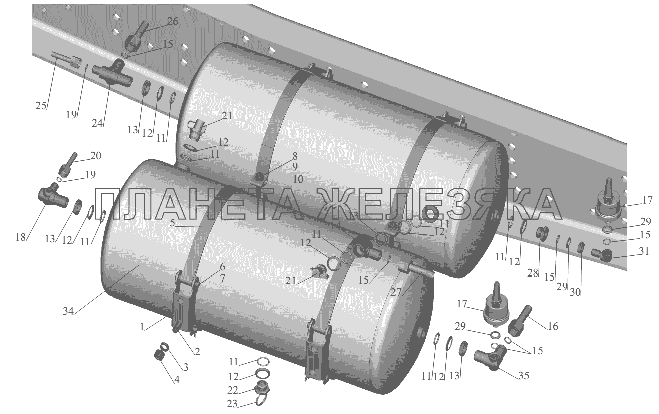 Установка ресиверов 555140-3513004 МАЗ-555102, 5551А2