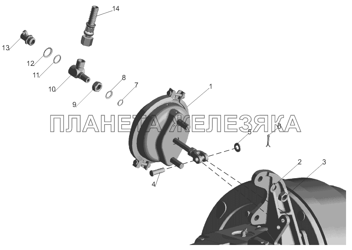 Установка тормозных камер 6422-3519001-10 МАЗ-555102, 5551А2 Установка тормозных камер 6422-3519001-10 МАЗ-555102, 5551А2