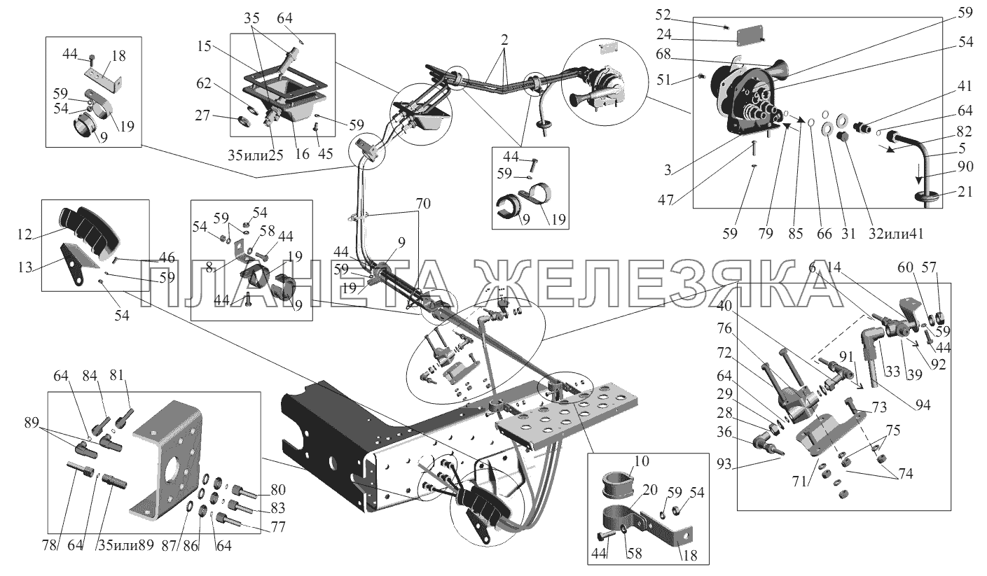 Привод стояночного и моторного тормозов 5551A2-3537004, 5551A2-3537004-010 МАЗ-555102, 5551А2